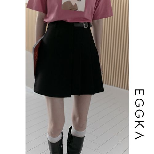 eggka高腰百褶裙半身裙女不规则显瘦a字短裙包臀裙2021年夏季新款