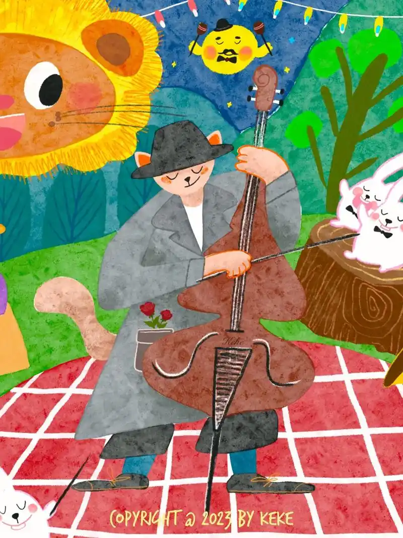 猫先生邀请你来参加我们今晚的森林音乐会.#画画 #插画 #原 - 抖音