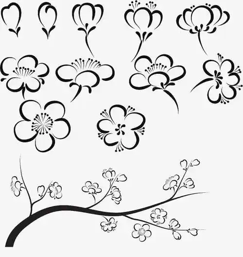 手绘梅花画法分解素材免费下载_觅元素