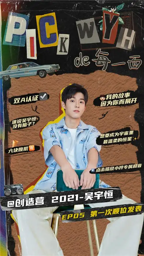 《创造营2021》第一次顺位发布 吴宇恒第十四名顺利晋级