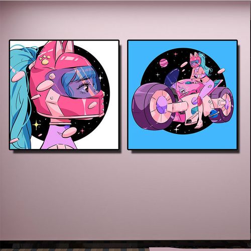 潮牌挂画日式动漫少女插画艺术版画现代简约潮流女孩卧室装饰画in