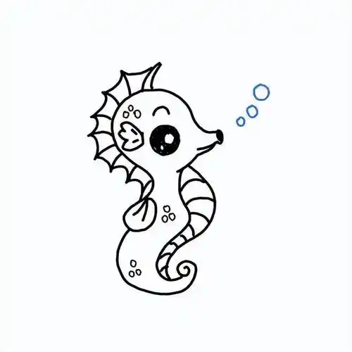 呆萌小海马简笔画海马简笔画彩色儿童卡通海马的画法海马简笔画图片