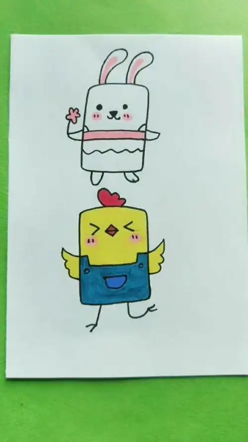 长方形画创意简笔小动物78