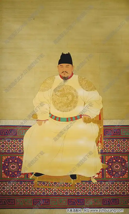 明明太祖朱元璋坐像图国画高清大图下载