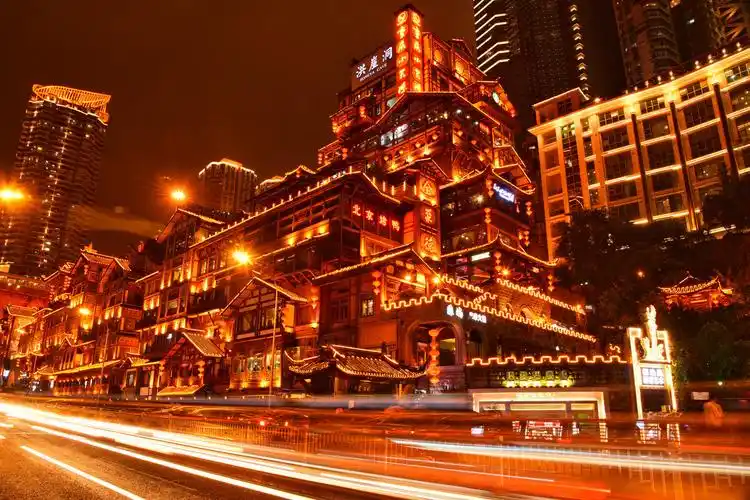 重庆之夜地标性建筑物洪崖洞