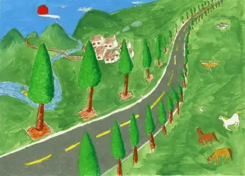 《未来的沙漠绿洲》/少儿绘画作品/儿童画/网络美术馆_中国少儿美术