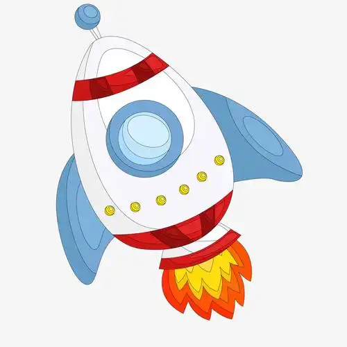 卡通飞向太空的火箭
