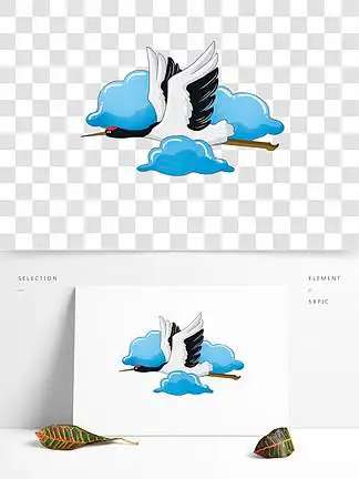 可爱卡通重阳节 i>飞 /i> i>鹤 /i>祥云手绘小清新元 i>素 /i>