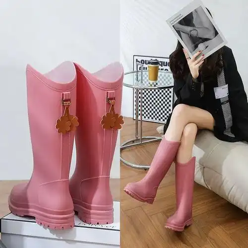 厚底高筒雨鞋女士加厚美拉德水鞋轻便防滑时尚防寒钓鱼市场防水靴
