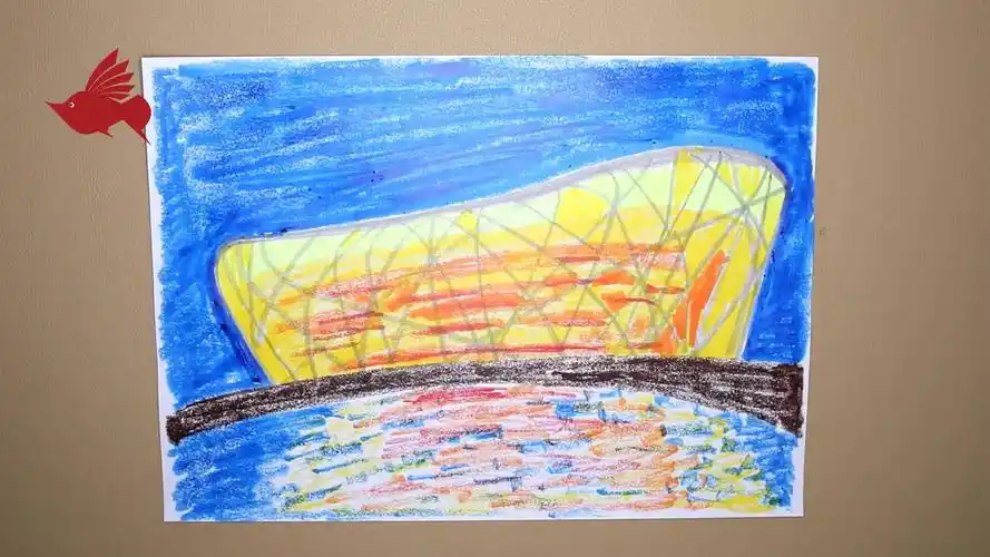 线上美术课教小朋友画 鸟巢,5分钟学会一幅画,高鳍红剑