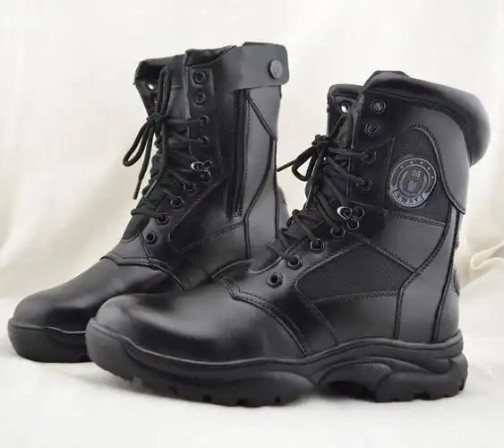 99特警作战靴棉靴 99式头层皮特警战训靴 头层皮羊毛靴保暖靴
