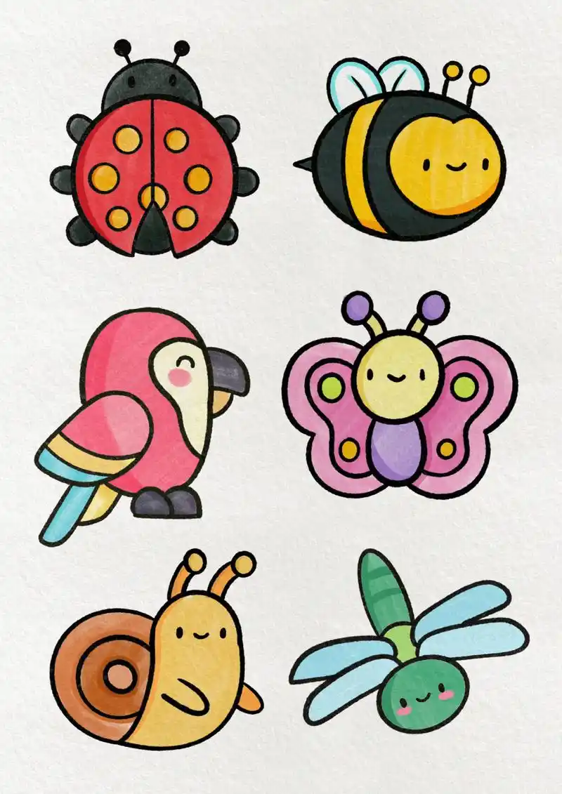 幼儿简笔画教程 一起跟着老师画春天里可可爱爱的小动物简笔画吧