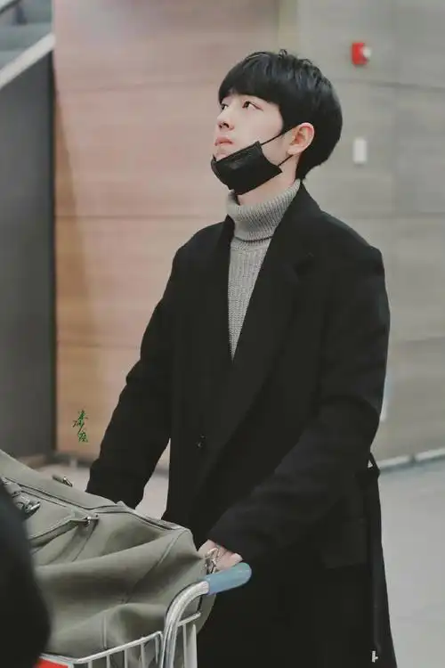 结束工作回重庆过年的肖战这套私服穿搭好绝高领毛衣77黑色大衣