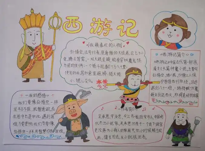 西游记手抄报图片 西游记人物与简介