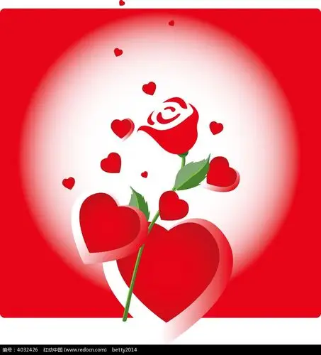 红色心形玫瑰花矢量背景素材