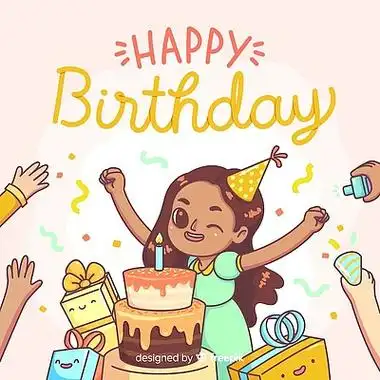 生日快乐背景与可爱的女孩