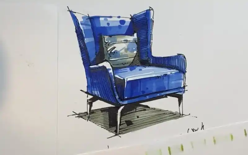 环艺马克笔手绘//单人沙发的画法