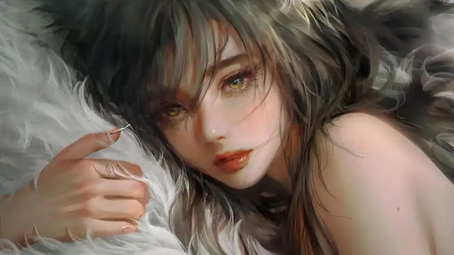 女孩 手臂 痣 羽毛 厚涂 好看动漫电脑壁纸高清大图预览1920x1080