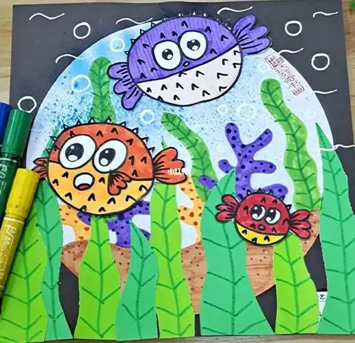 少儿创意画小刺豚创意美术4岁