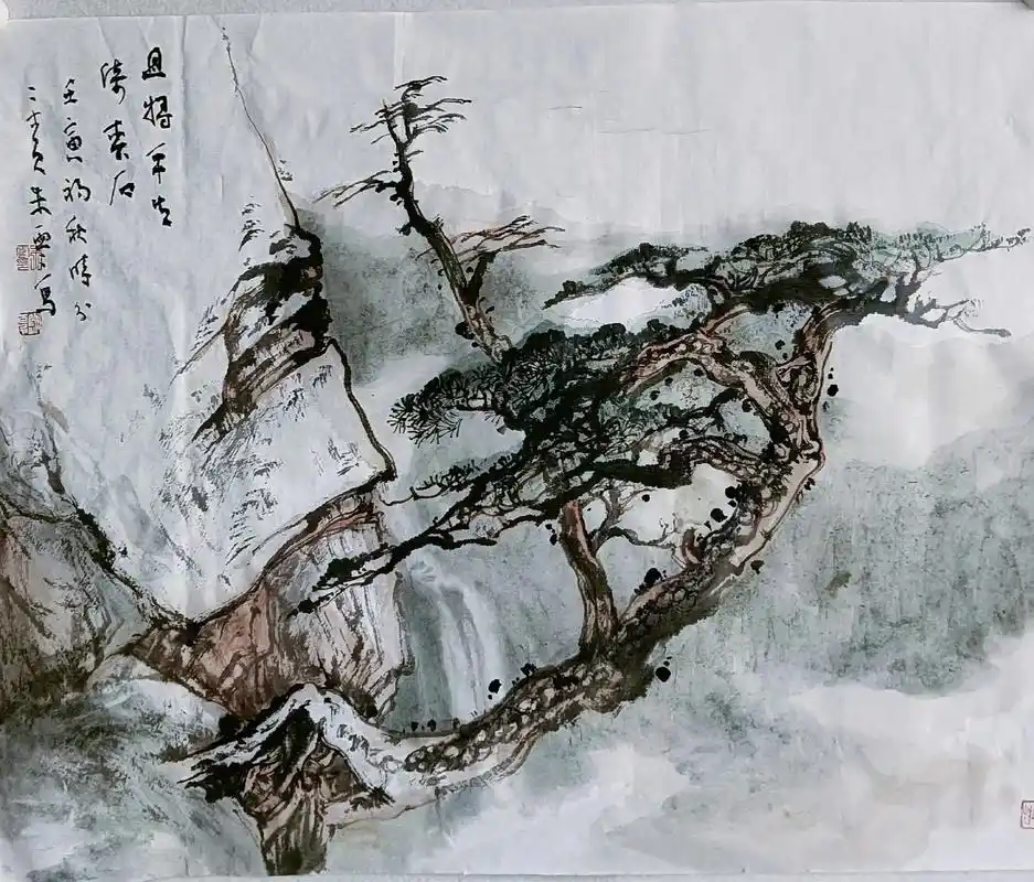 且将平生倚松石#记录真实生活 #国画家朱零 #想画就画  - 抖音