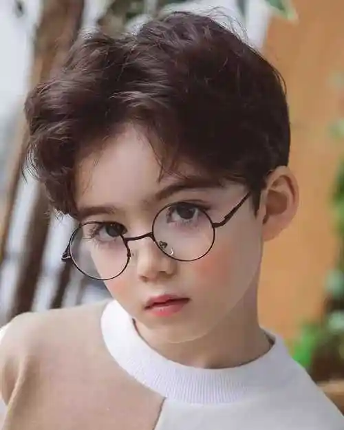 短发中分可爱婴儿纹理烫帅气自然小男孩发型正太全头套,小发夹女儿童