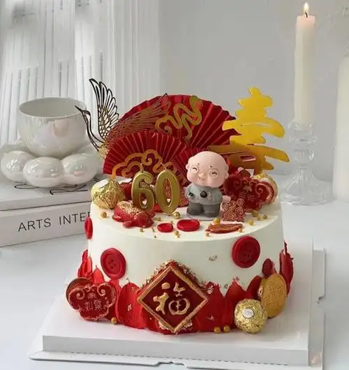 老人祝寿生日蛋糕图片