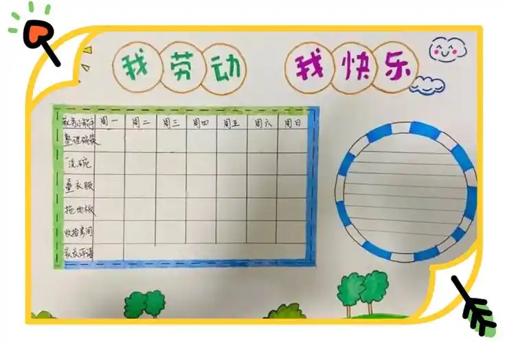 画一画     家长可以辅助幼儿将做家务的内容,时间制作成一份计划表