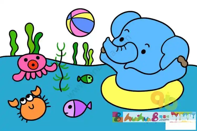 儿童简笔画会游泳的动物
