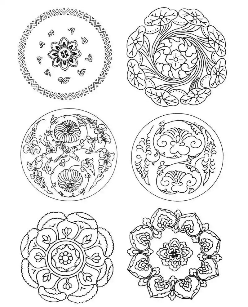 中国传统纹样丨花卉纹 菊花纹 牡丹 牵牛花 几何纹 植物纹 花卉纹 图