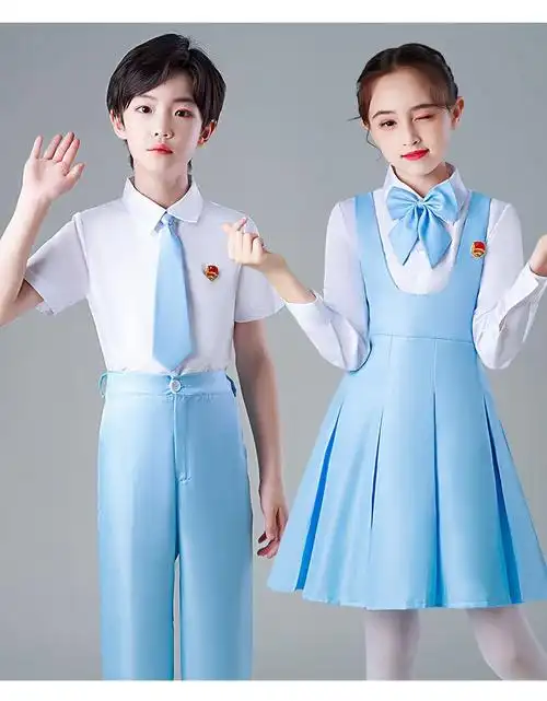 儿童合唱演出服节日大合唱女服装儿童比赛合唱服朗诵小学生女童表演服