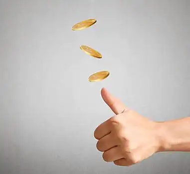 手,抛起,硬币,决定