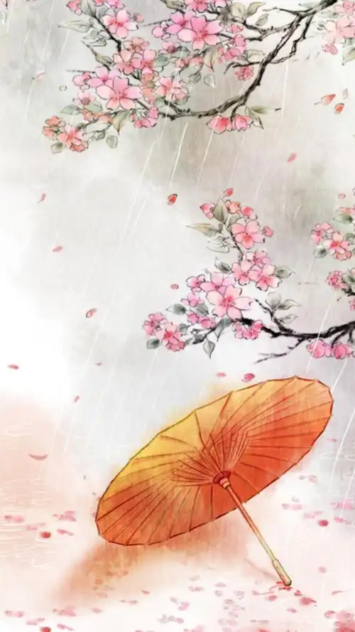 古风花卉插画h5背景素材