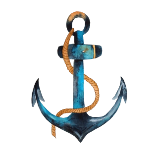卡通水彩船锚