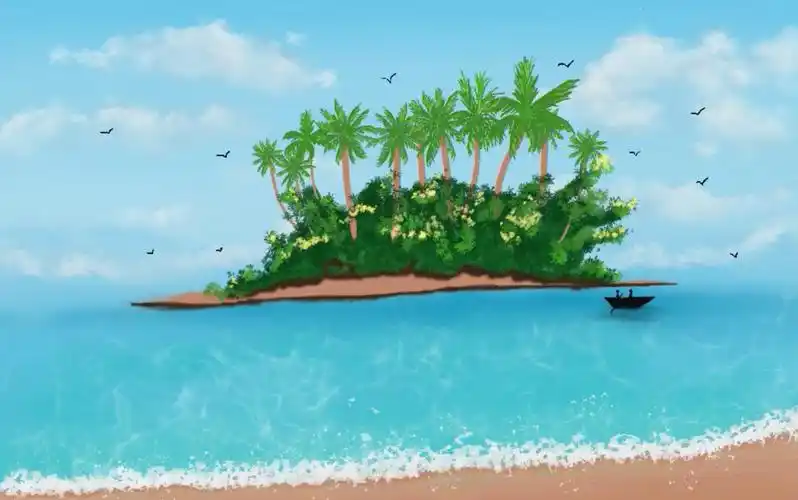 procreate绘画|海中小岛