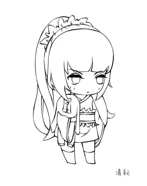 q版人物动作线稿