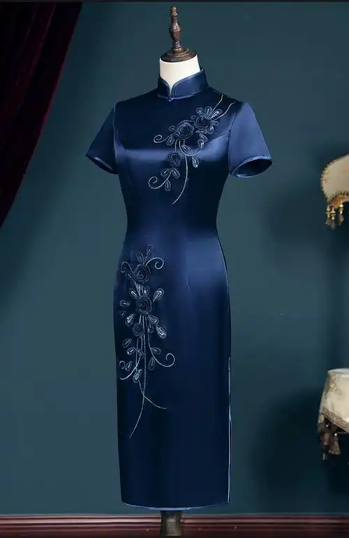 玫芙娜刺绣旗袍新款连衣裙婚庆婚宴妈妈装大码旗袍礼服特价不退换