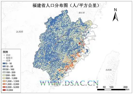 福建省人口密度数据