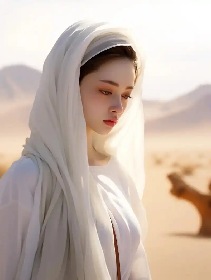 🌟在沙漠之中,白衣女子讲述着什么故事?👰