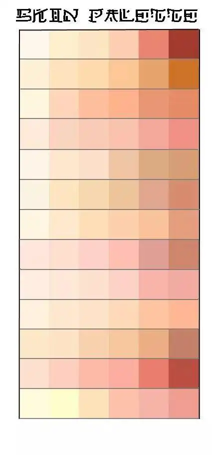 绘画素材肤色色卡参考黑白黄皮肤统统搞定