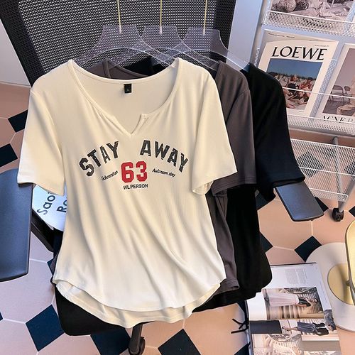 大码夏季新款女装胖mm设计感显瘦遮肚子韩版遮肉短袖t恤上衣200斤