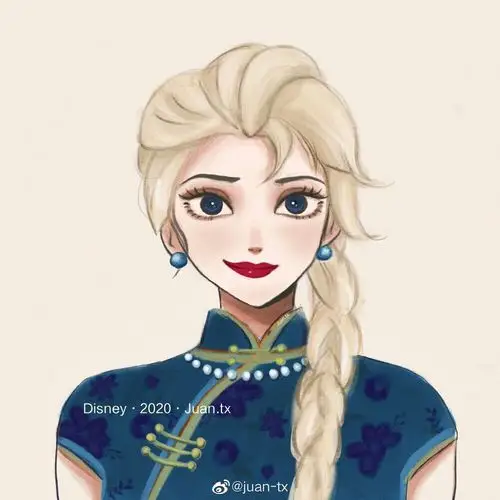 旗袍迪斯尼公主来自微博