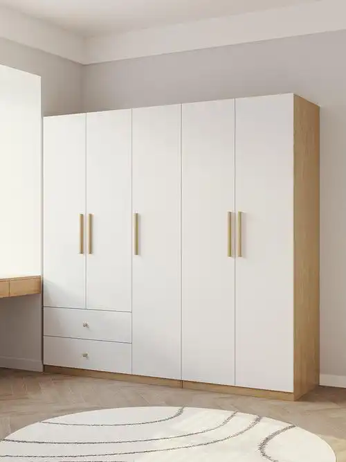 木月拉门衣柜现代简约衣柜二门三门组合卧室整体奶油风板式衣柜