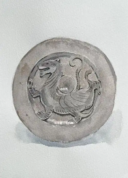 水彩四神瓦当