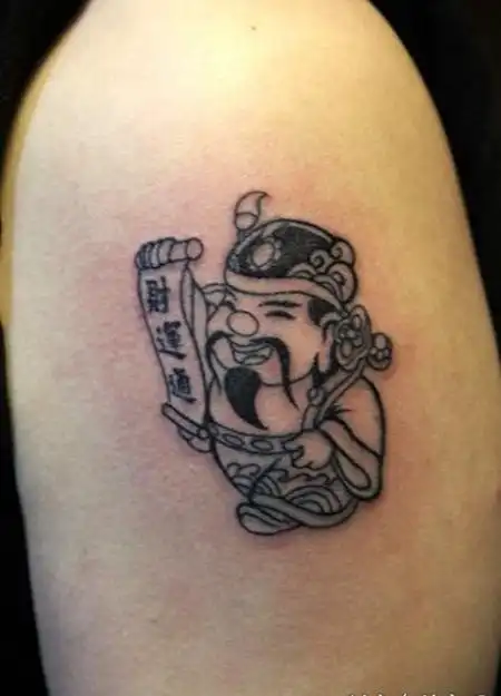 大臂卡通财神纹身图案