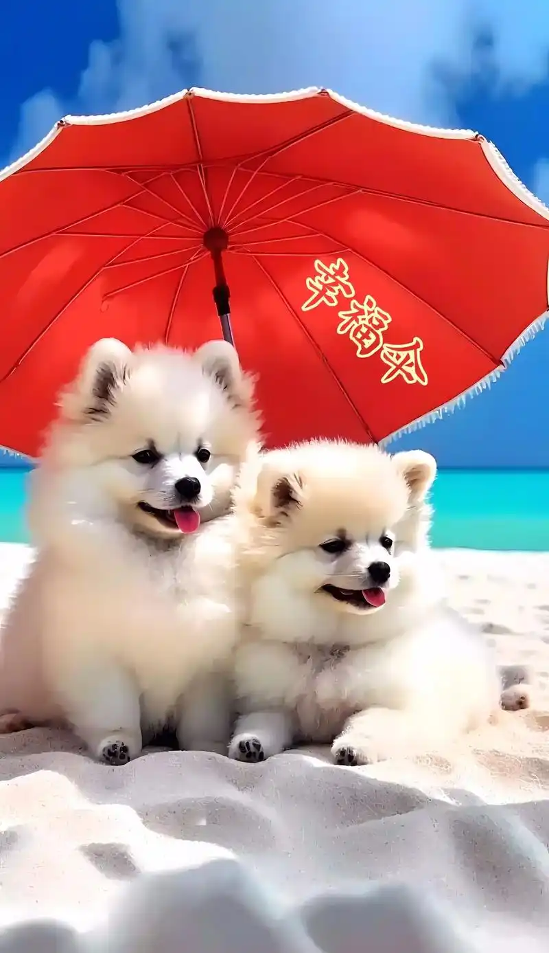 "幸福伞"为你遮风挡雨!萌萌的可爱的小狗高清壁纸来了#可爱到 - 抖音