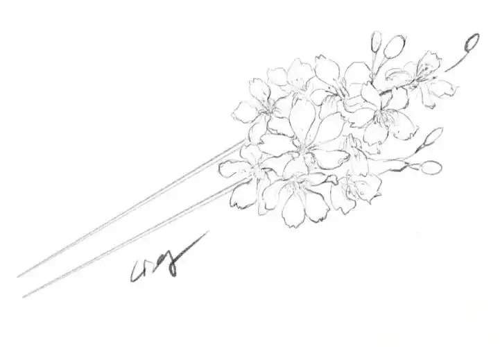 第一次撸簪稿是樱花发簪呀