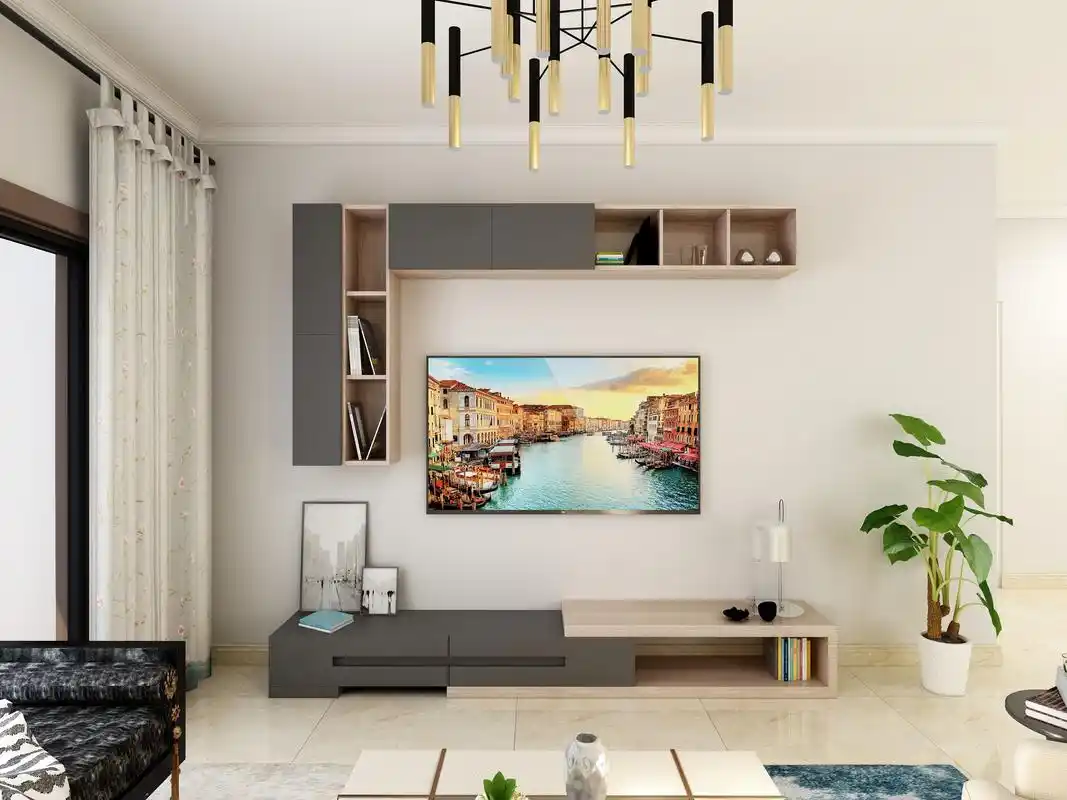 95㎡现代简约电视墙装修效果图