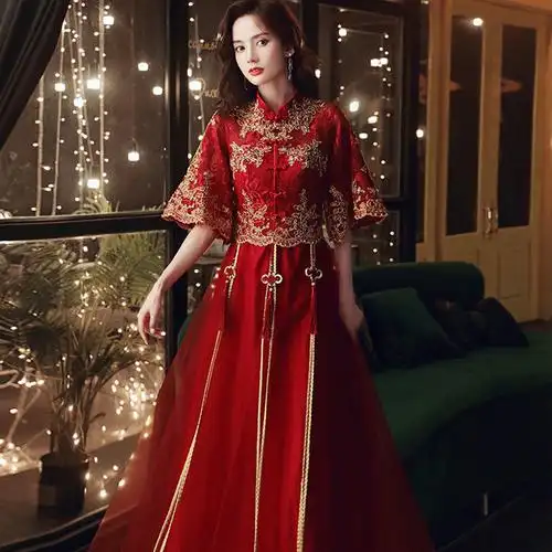 大气敬酒服新娘孕妇结婚礼服女中式回门长款秋红色秀禾服2021新款