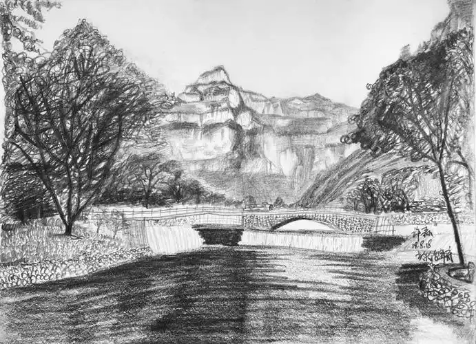三元堂画室太行山风景速写素描写生作品集2