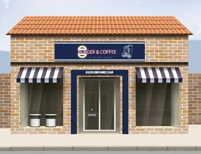 汉堡加咖啡店店面门牌设计